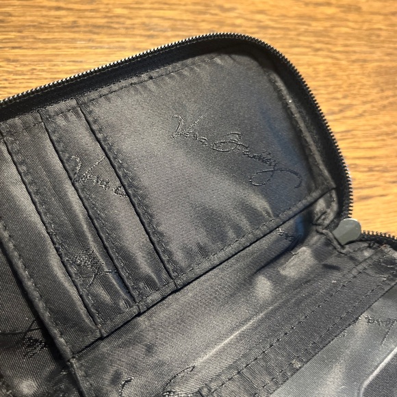 Vera Bradley black quilted zip around Small Clutch Wallet Cardholder wrist strap - Picture 6 of 8